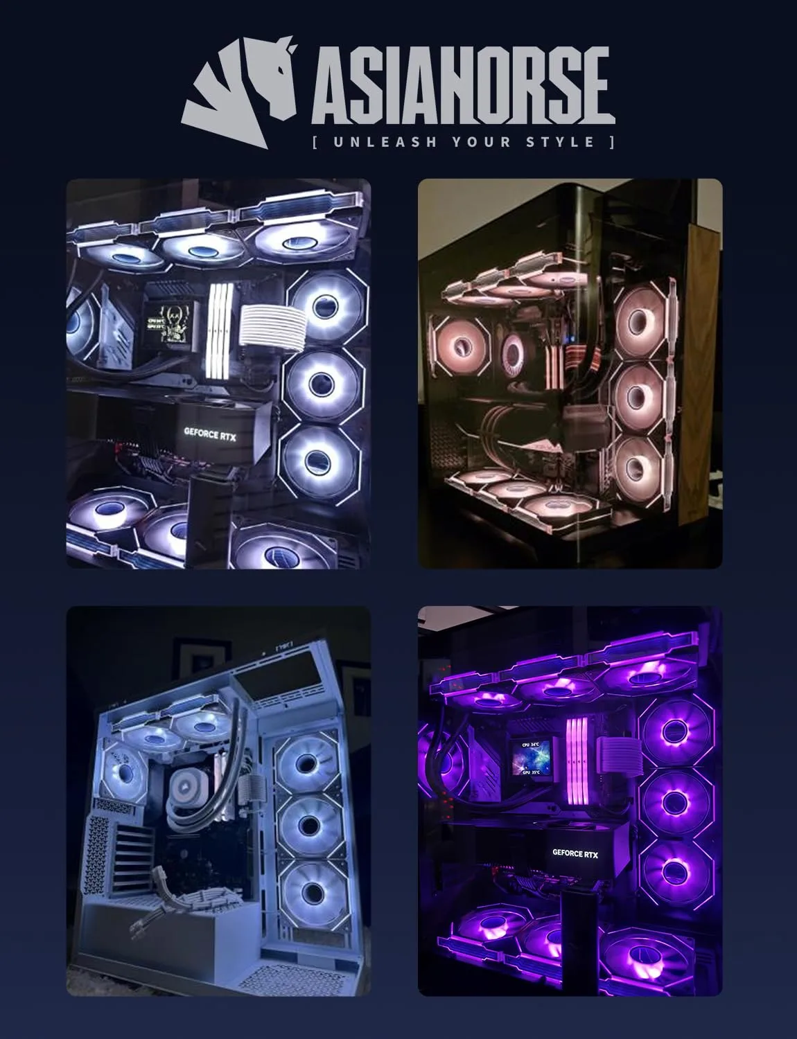 AsiaHorse AMICI-5GT RGB PC Fans, Infinity Mirror ARGB Fans HDB Bearing Fan Speeds Up to 1800 RPM with 24 LED Lights, Reverse Blade Fan Compatible Motherboard Aura SYNC (Not Wireless Connection)