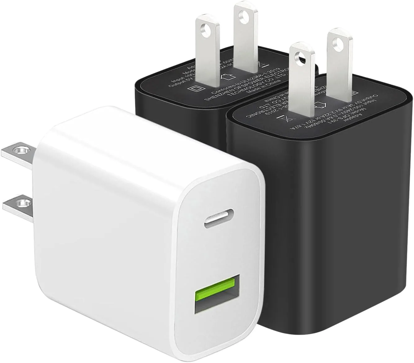 3 Pack USB C Charger Block, Dual Port Type C Wall Charger Fast Charging