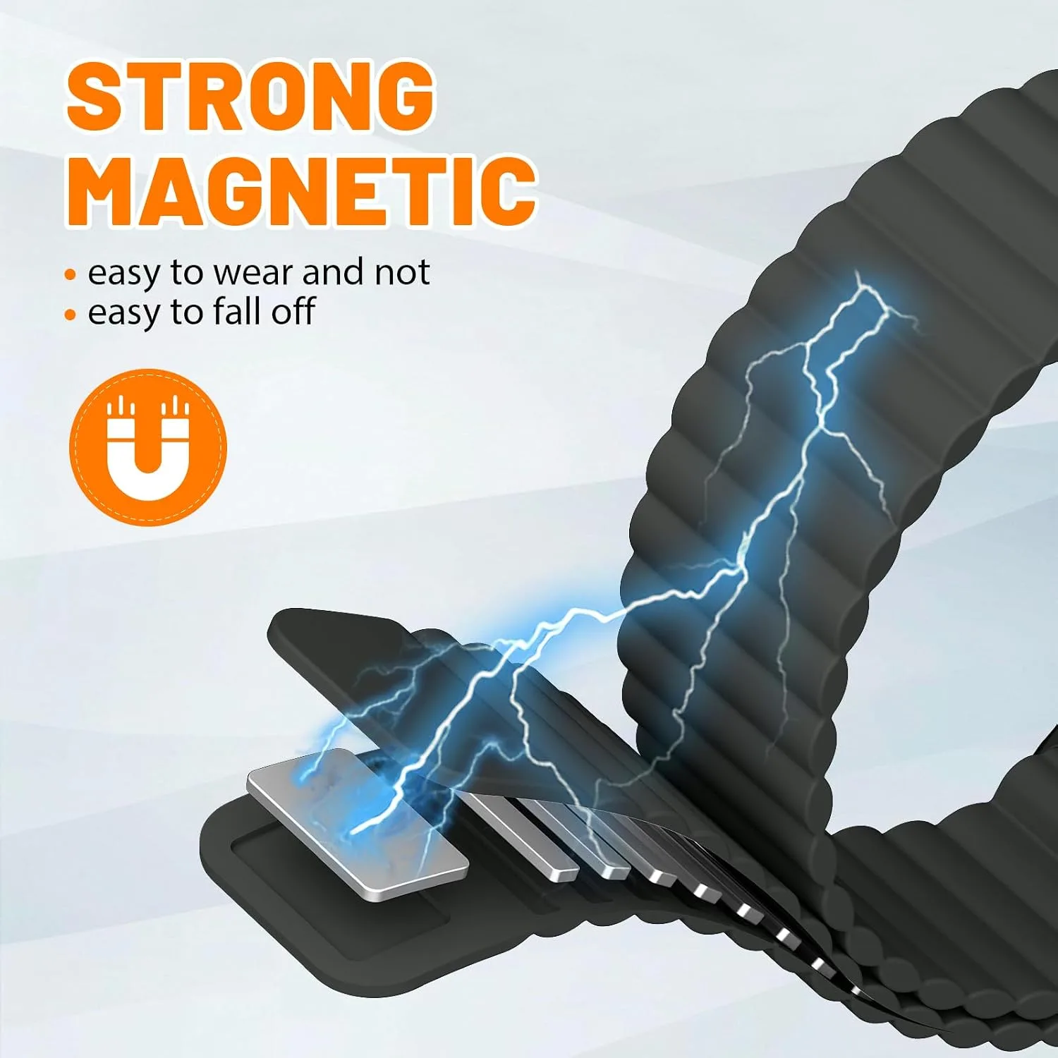 Magnetic Sport Bands for Apple Watch Band 40mm 38mm 41mm 42mm 44mm 45mm 46mm iWatch bands for Women Men,Silicone Loop Strap Wristband for Apple Watch Series 12 11 10 9 8 7 6 5 4 3 SE 3/2nd Ultra 49mm