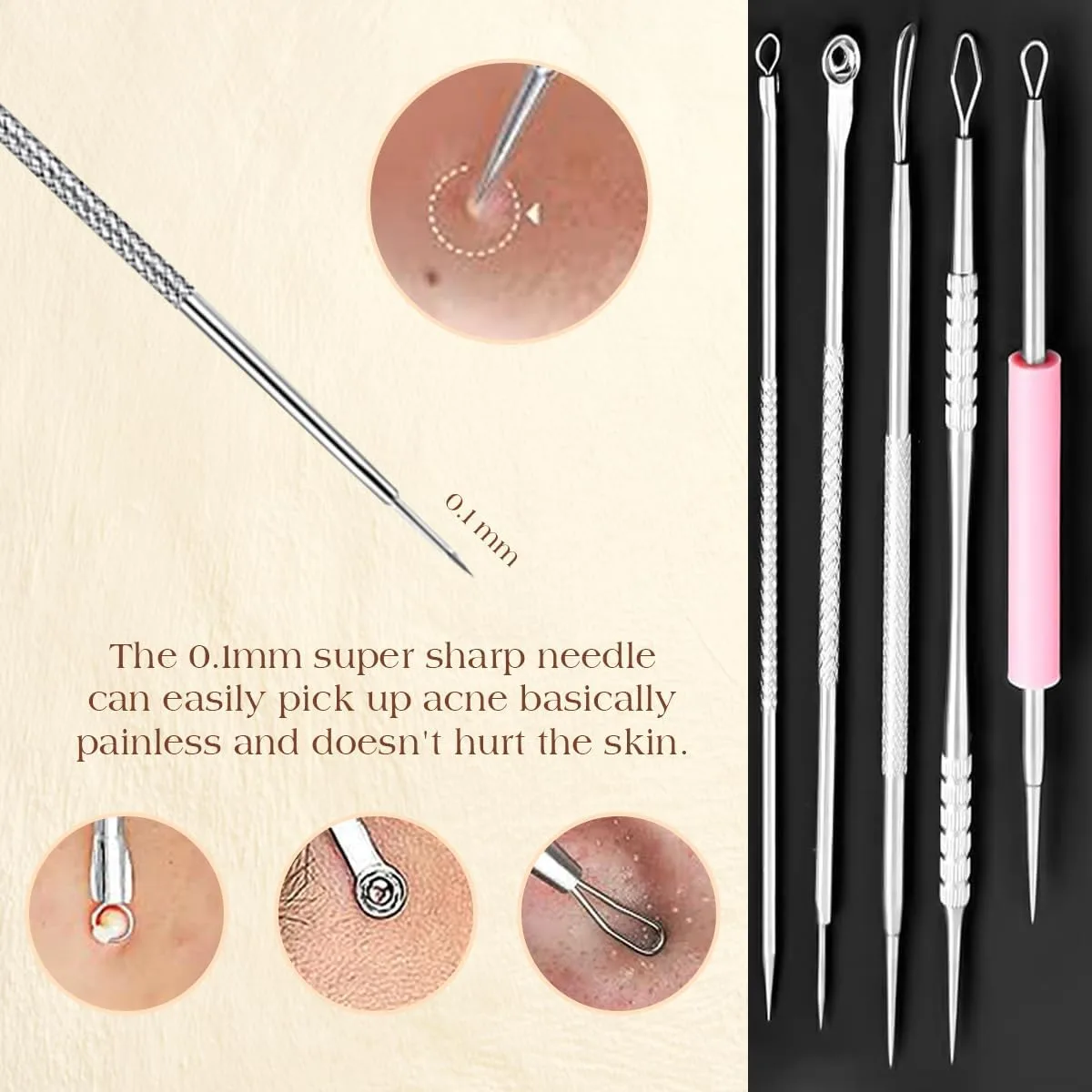 22 Pcs Pimple Popper Tool Kit Blackhead Remover, 410 Grade Stainless Steel