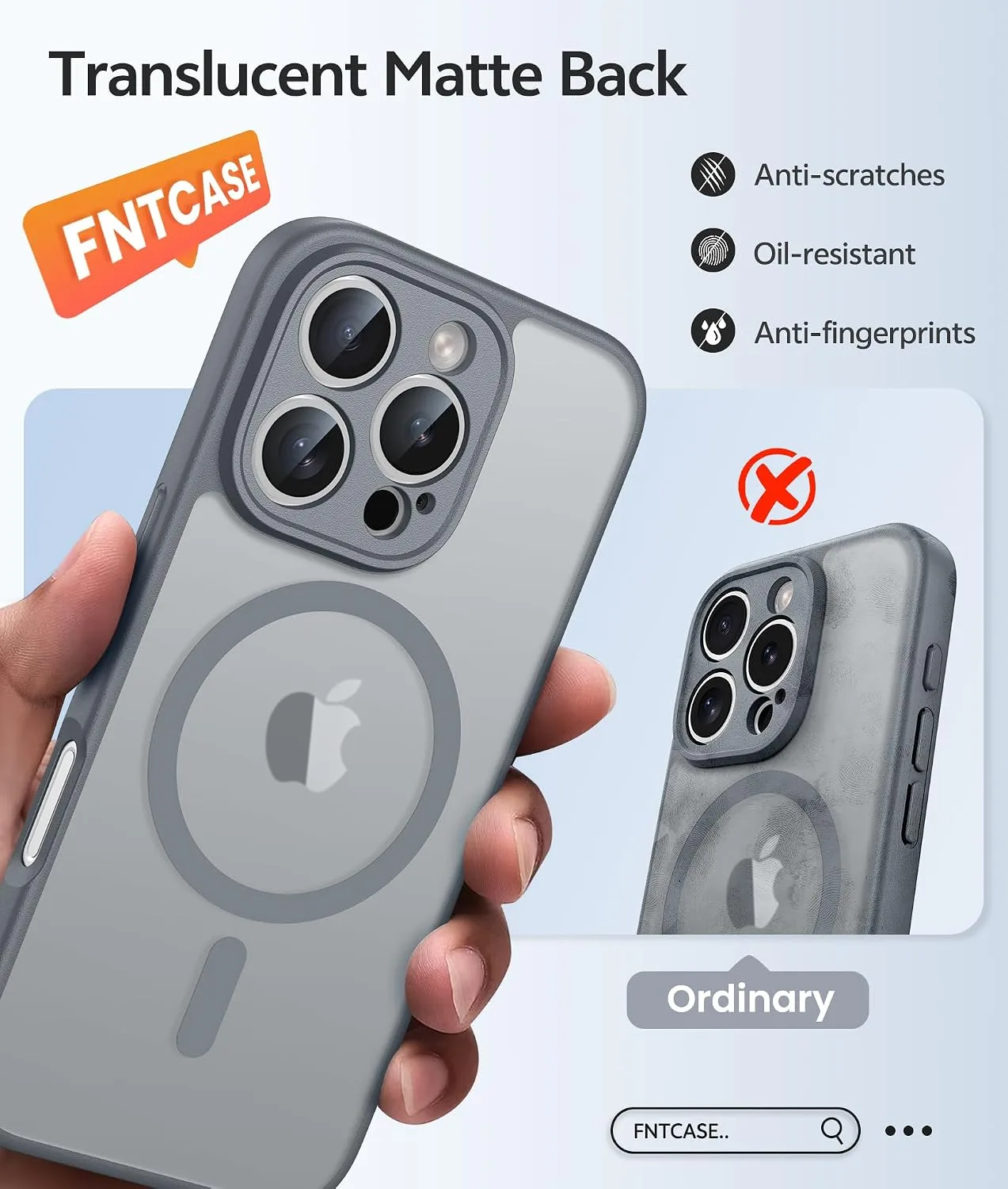 FNTCASE for iPhone 16 Pro Case, Fit for Magsafe, Gray