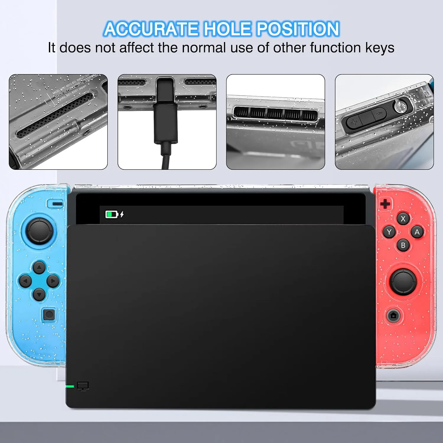 DLseego Dockable Crystal Case for Nintendo Switch, Glitter Bling Cover with Shock-Absorption and Anti-Scratch Design Protective Case - Crystal Glitter