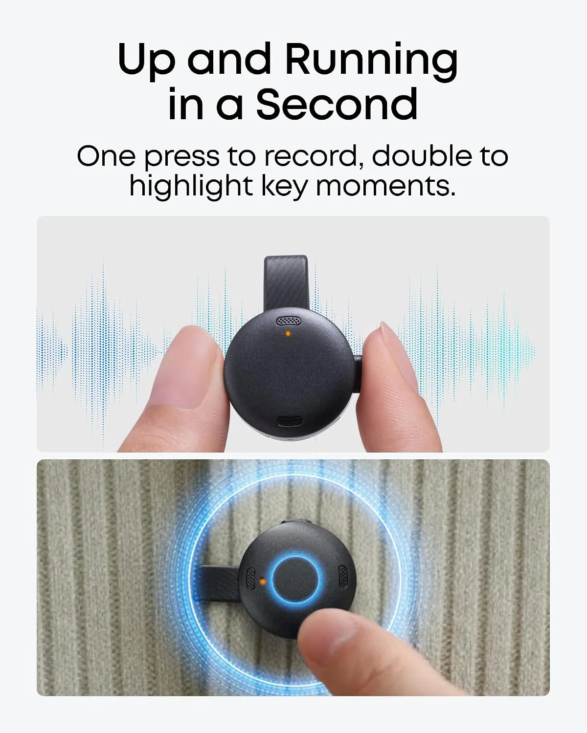 soundcore Work by Anker, Coin-Sized AI Voice Recorder, 64 GB, MFi-Certified