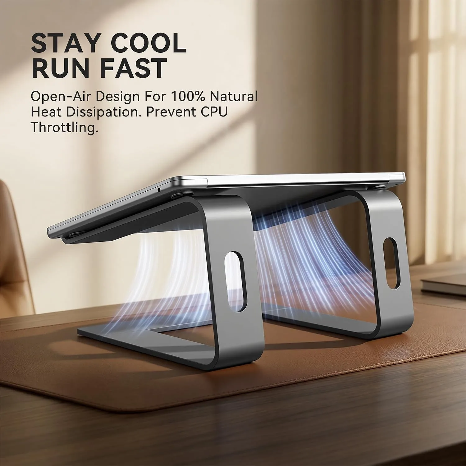 SOUNDANCE Laptop Stand, Aluminum Ergonomic Desk Riser, 10-15.6", Grey