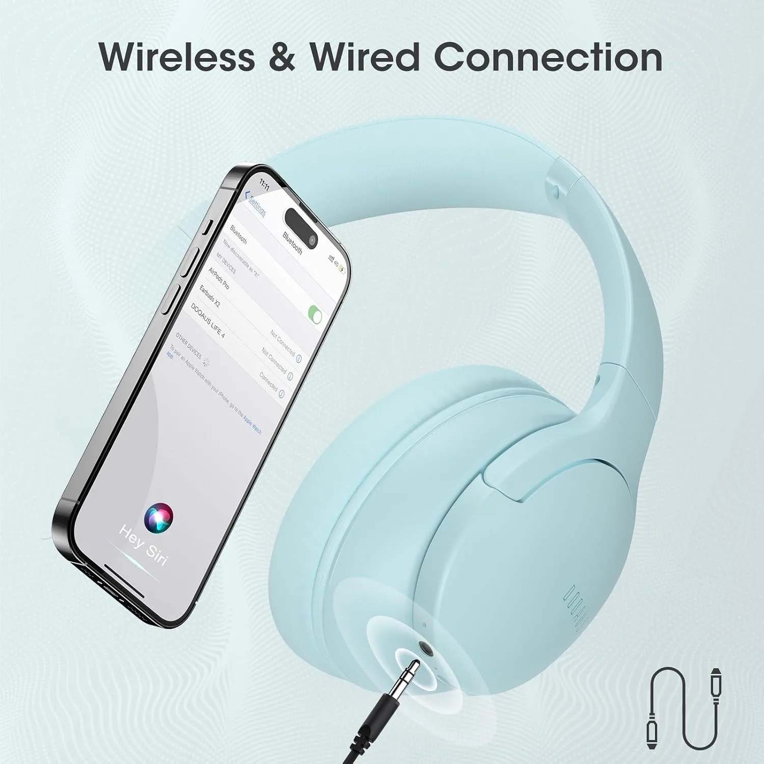 DOQAUS Bluetooth Headphones Over Ear, Headphones Wireless with 90H Playtime