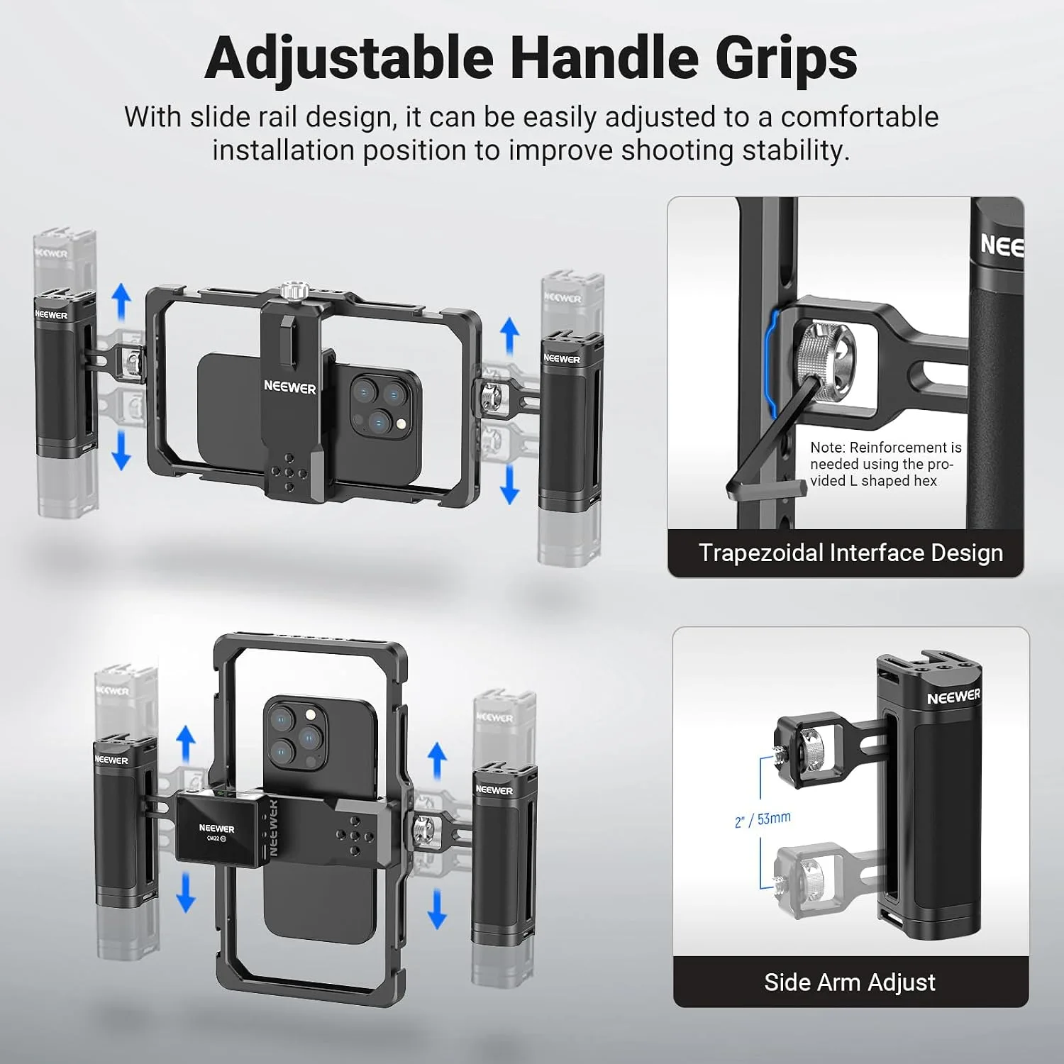 NEEWER Upgraded Phone Rig Vlogging Kit, Video Stabilizer, PA009