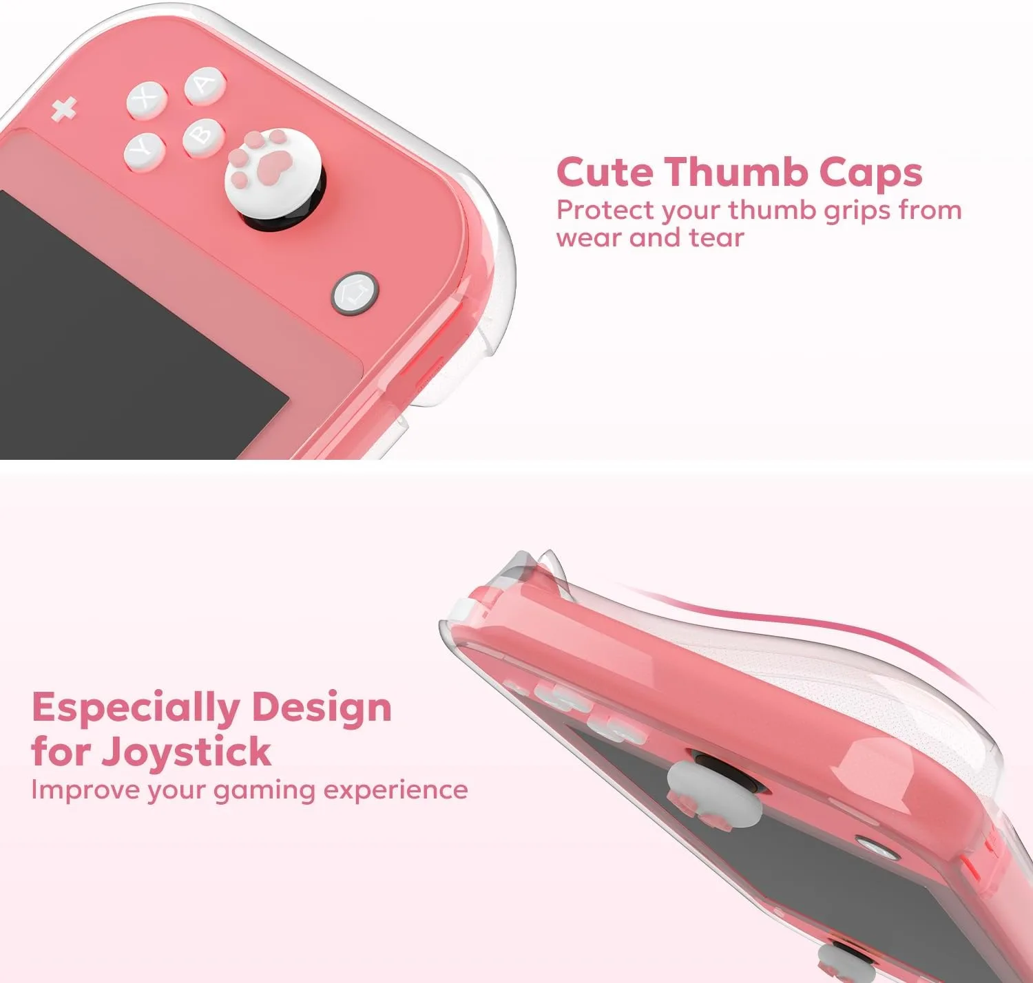 innoAura Switch Lite Case 14-in-1 Accessories Bundle for NS Switch Lite (2019), with Protective Carrying Case, Game Holder, Screen Protector & Cute Thumb Grips, Pink Rabbit Plush Bag
