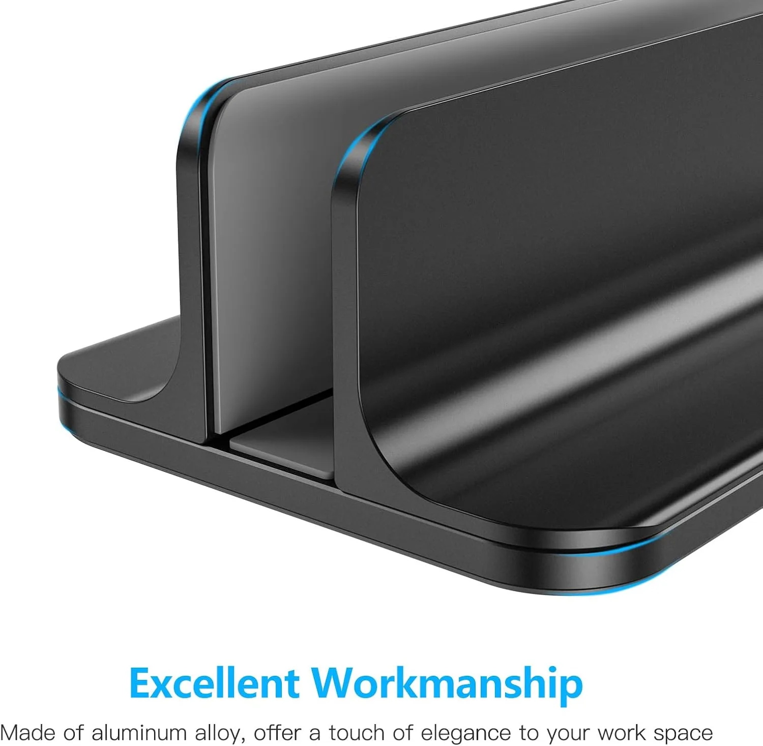 OMOTON Vertical Laptop Stand, Adjustable Dock for MacBook, Black & Black