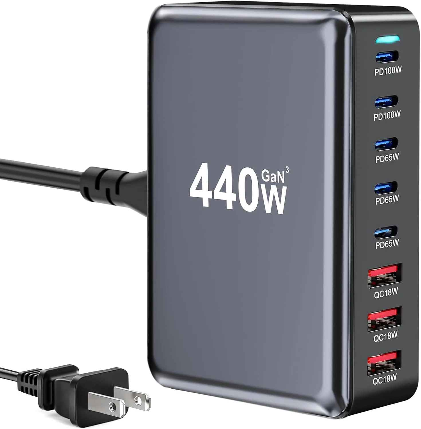 440W USB C Charger Block, 8-Port USB Charging Station with Dual 100W PD