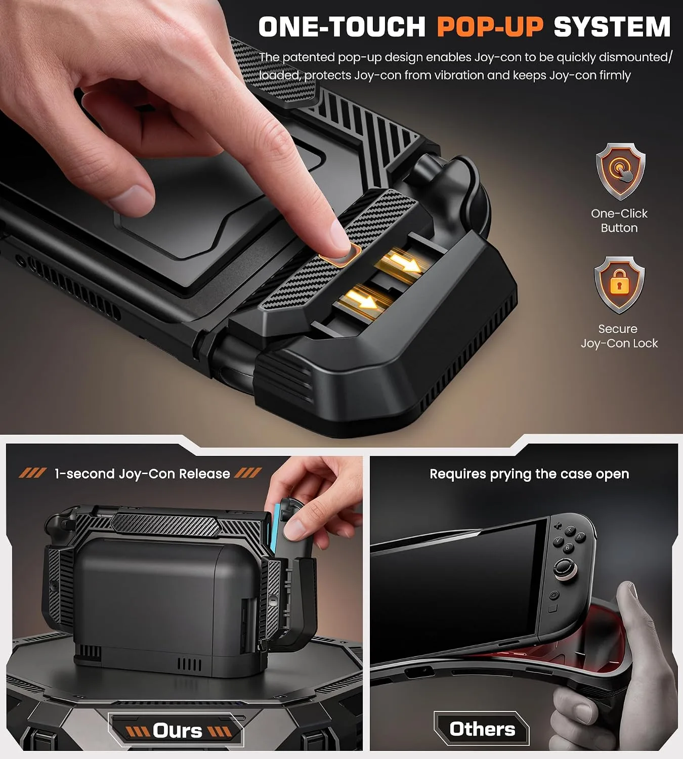 NinABXY Dockable Case for Nintendo Switch 2,[Exclusive Pop-up Joy-Con Quick Release][Scratch&Shock Protection][Stand Compatible] Switch 2 Protective Case with Ergonomic Grip, Hard PC Shell for Switch 2