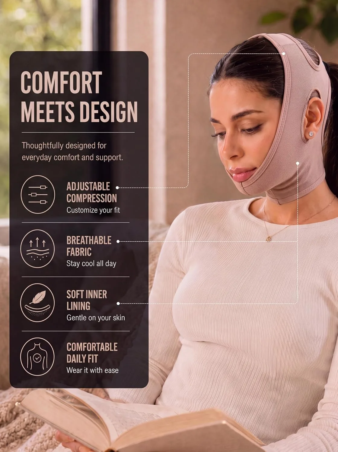 Shape Concept 301 Chin Strap Support Band Neck Face High Compression