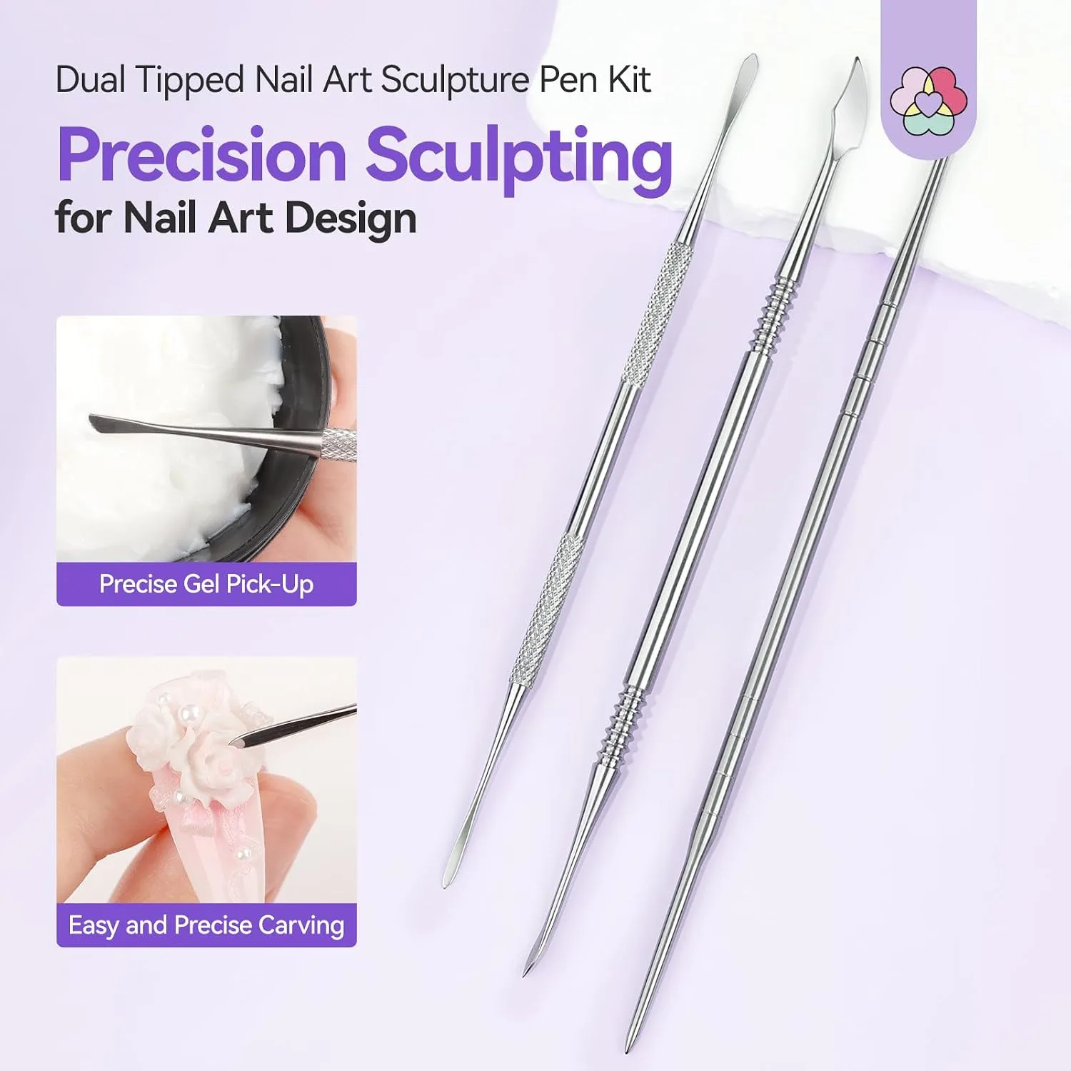 SAVILAND Dual-Head 3D Nail Art Sculpture Pen 3PCS