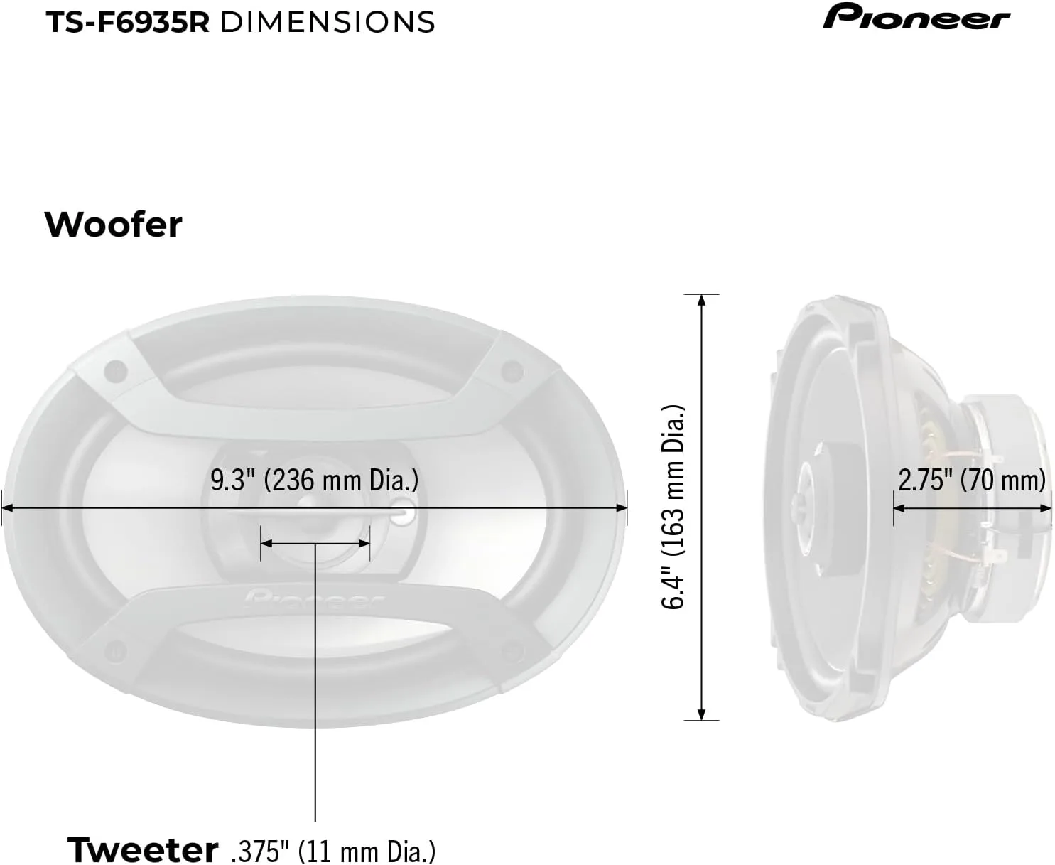 PIONEER F-Series TS-F6935R 6" x 9" 3-Way Coaxial Car Speakers 230W Max