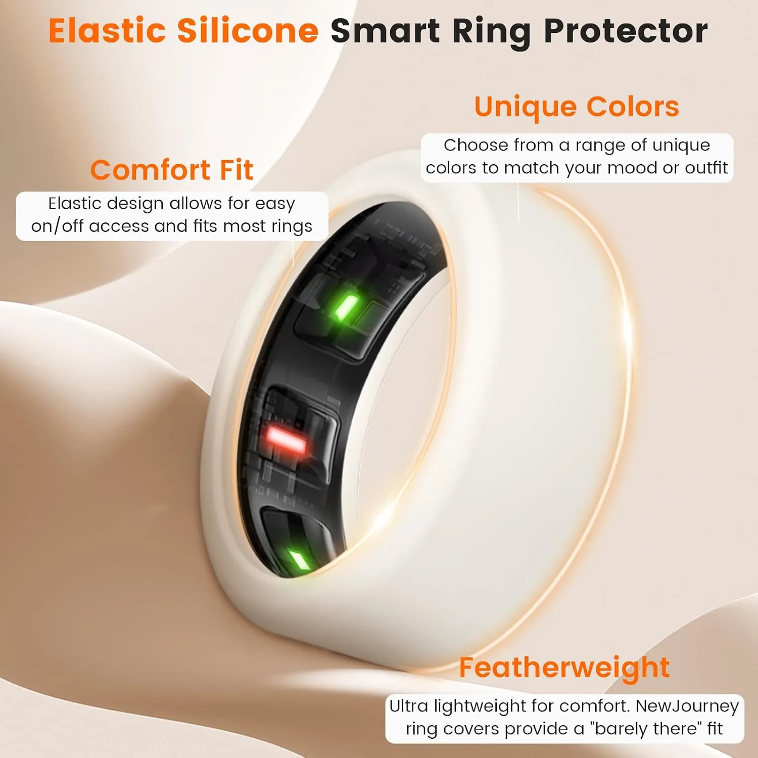 NewJourney Compatible with RingConn Gen 3 /Gen 2 /Gen 2 Air Cover, Anti-Scratch Elastic Silicone Protector for Ring Conn