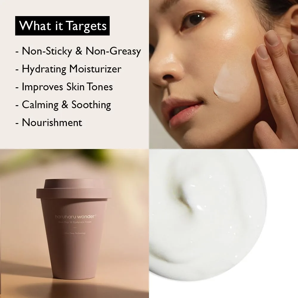 HARUHARU wonder Black Rice 10 Hyaluronic Cream, 3.0 fl.oz, Lavender Scent