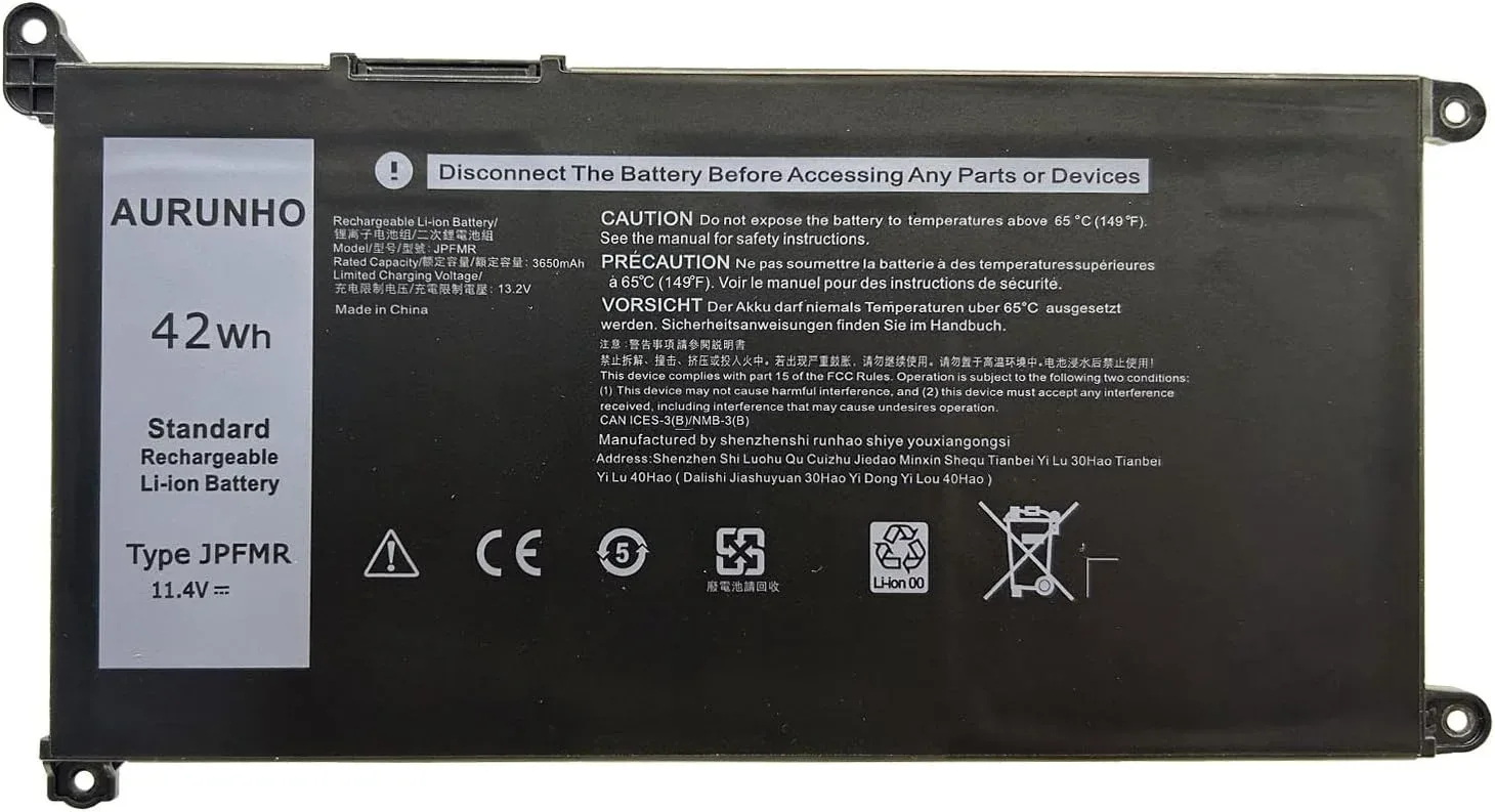 AURUNHO JPFMR Laptop Battery Replacement for AP20CBL Aspire 5 A515-45 A515-46 Aspire 7 A715-43G Swift 3 SF314-43 SF314-511 Vero AV15-51 TravelMate Spin B3 B311RNA-32 11.4V 42Wh 3650mAh