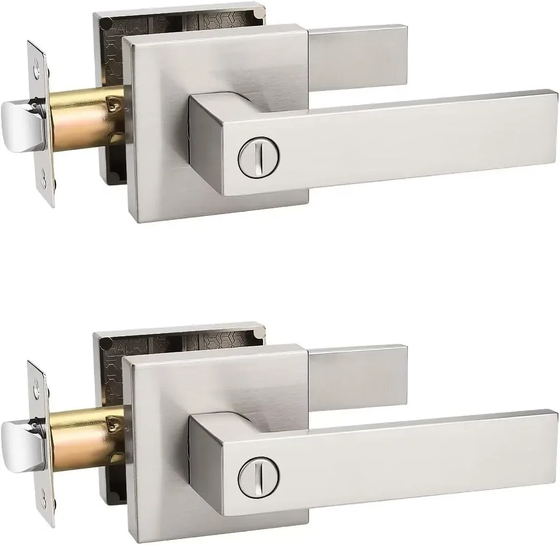 Manija para puerta interior Tinewa cuadrada níquel satinado sin llave pack 2 unidades