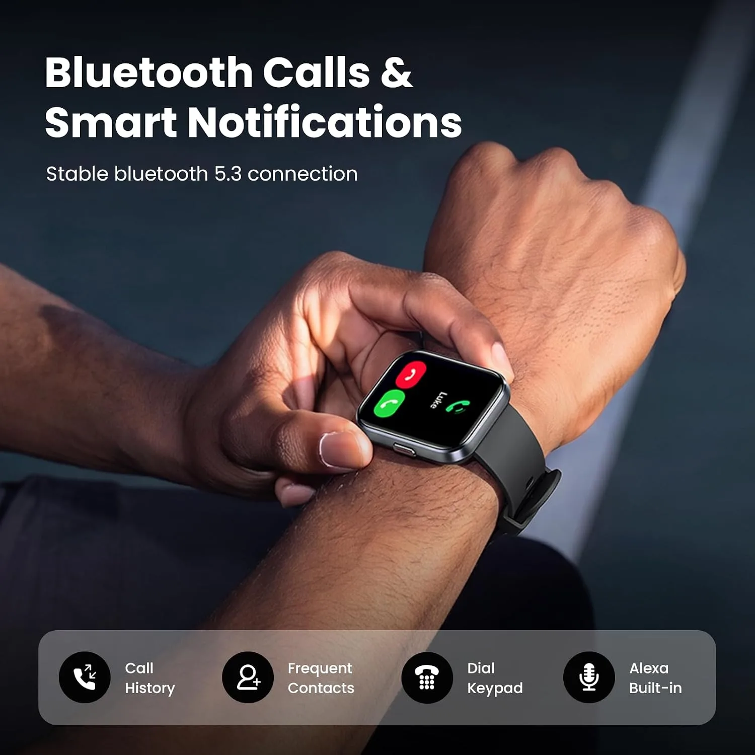 Smart Watches for Men Android & iPhone, 1.8" HD Alexa Built-in Smartwatches Fitness Tracker Watch with Bluetooth Calls, IP68 Waterproof, Heart Rate/Sleep/SpO2 Monitor, 110 Sport Modes - Black