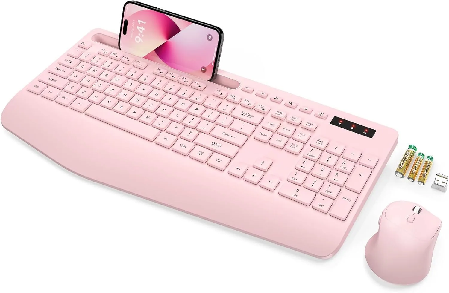 SABLUTE Wireless Keyboard and Mouse Combo, Full Size, Ergonomic Wrist Rest