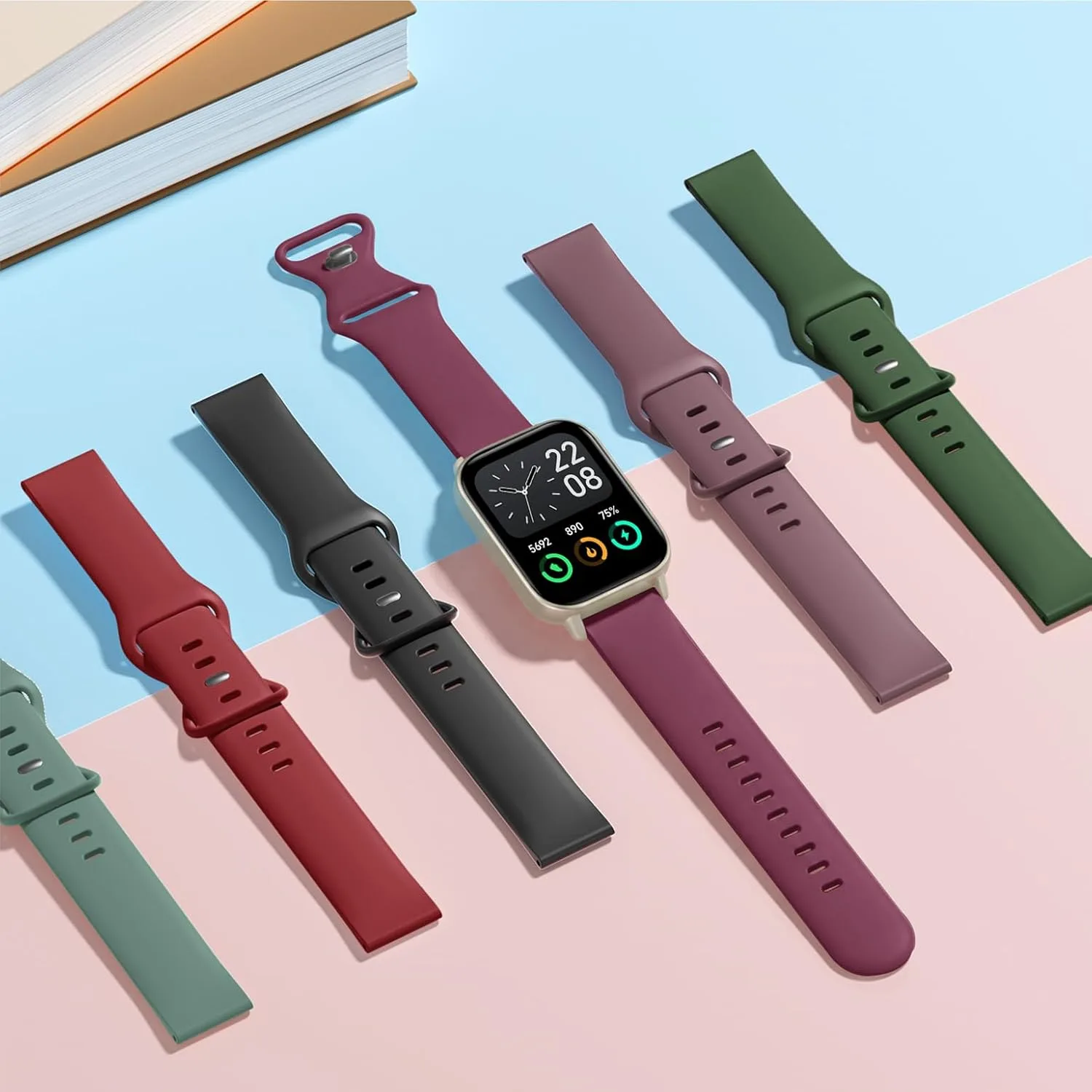 Compatible with Veryfit Smart Watch Bands IDW13 IDW16 IDW19 IDW26 IDW28, 6-Pack 22mm Quick Release Soft Silicone Sport Straps Replacement Wristband