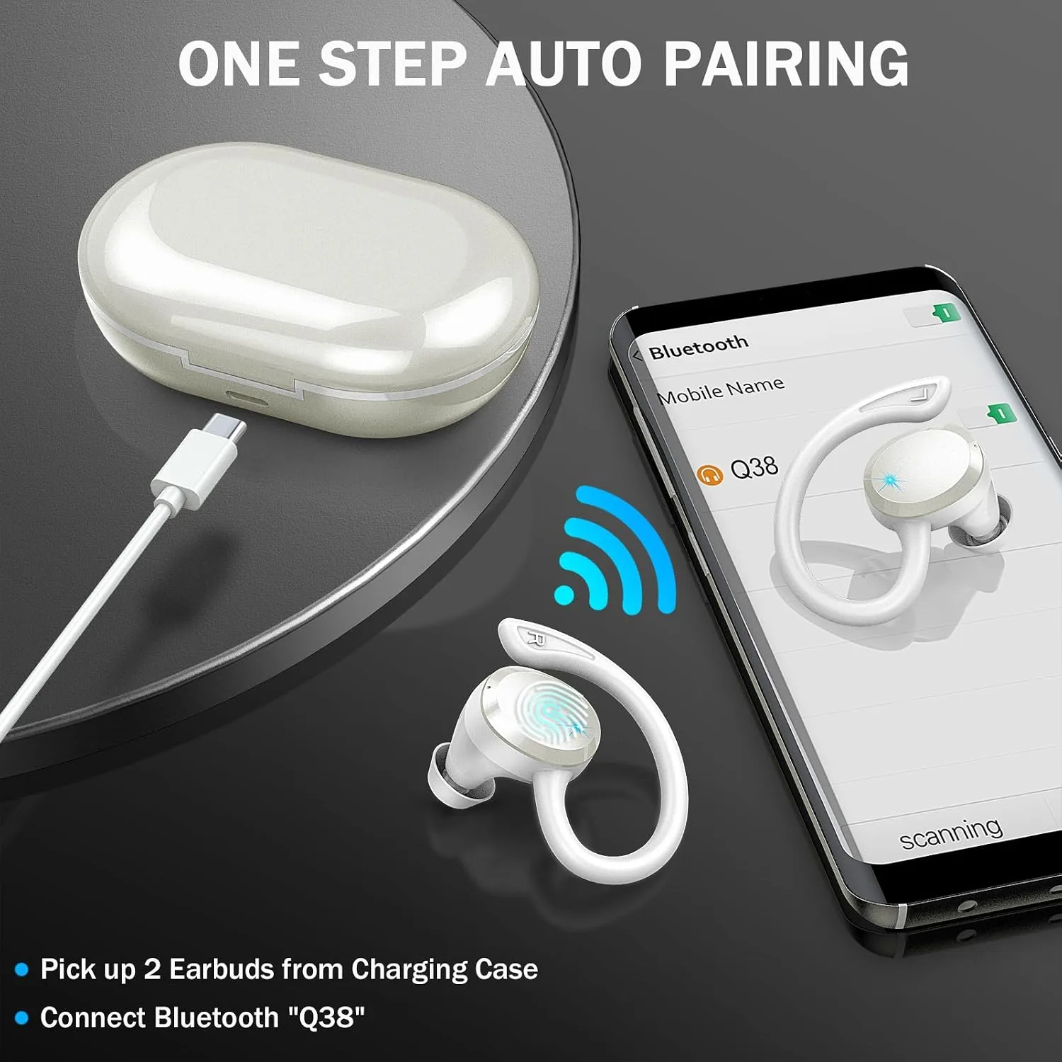 Wireless Earbuds, Sport Bluetooth 5.4 Headphones 2026 New Bluetooth Earbuds with 56Hrs Stereo, 4 ENC Mic, Noise Canceling Over-Ear Buds with Earhooks, IP7 Waterproof Earphones for Workout/Running/Gym
