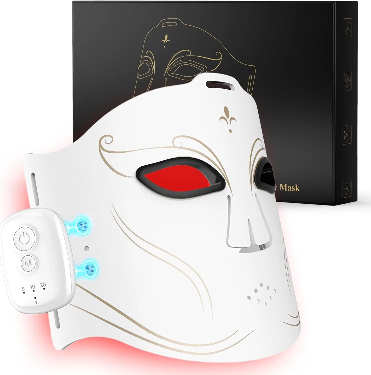 Red Light Therapy Mask for Face, Wireless LED Face Mask with 3 Light Modes