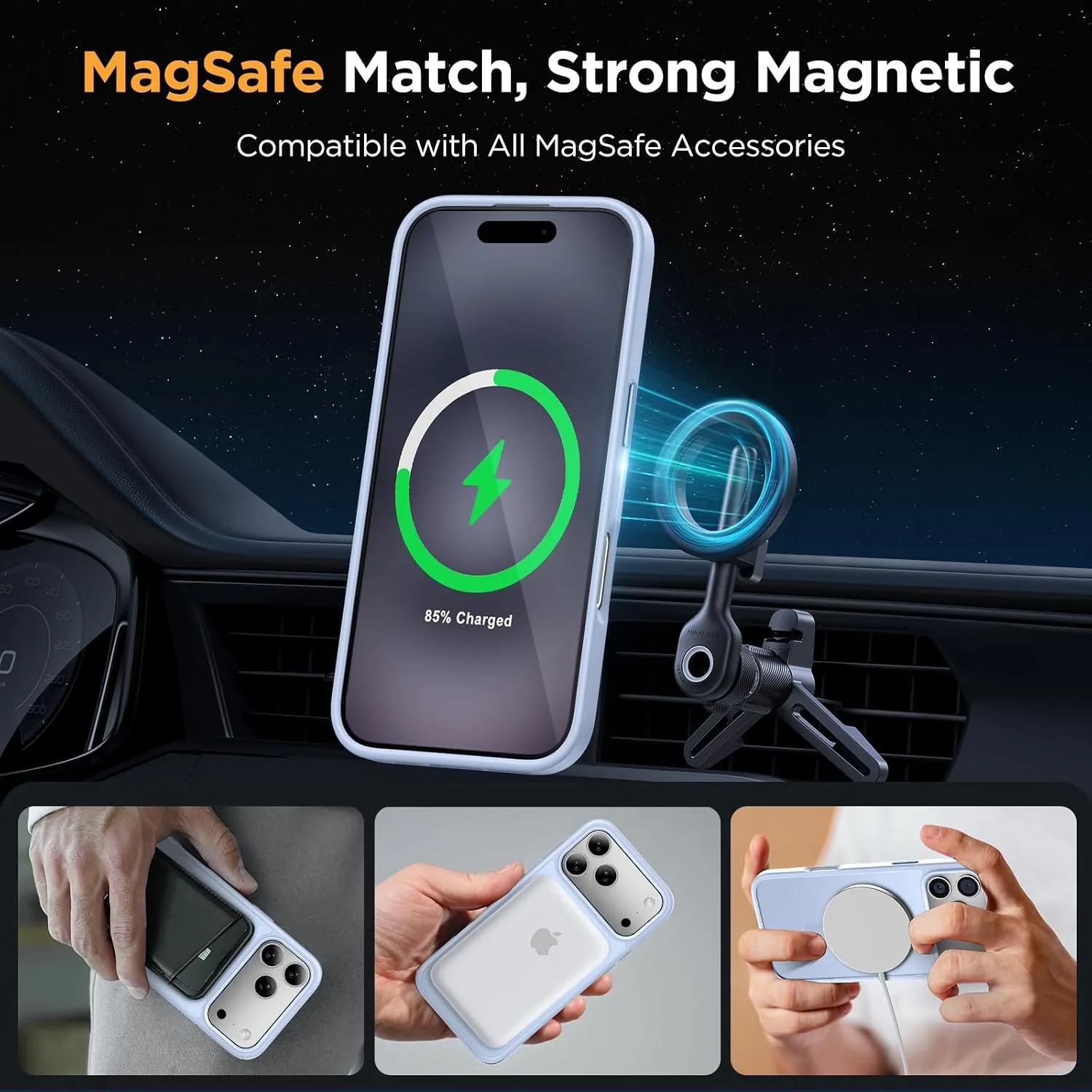 Miracase Magnetic for iPhone 17 Pro Case 6.3" with Screen Protector, [Compatible with MagSafe] Military-Grade Protection, Anti-Fingerprint, Slim Thin Phone Case for 17 Pro Cover, Clove Purple