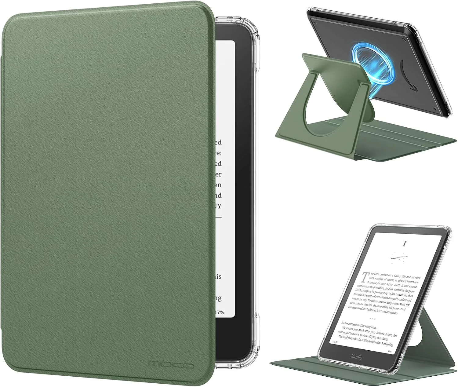 Estuche MoKo 360° Rotativo Desmontable para eBook Reader 7" Celadón