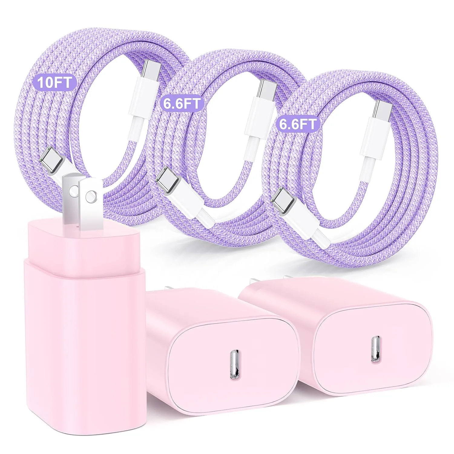 Cargador USB C Hzevn 25W con 3 cables trenzados para Samsung Galaxy y iPhone