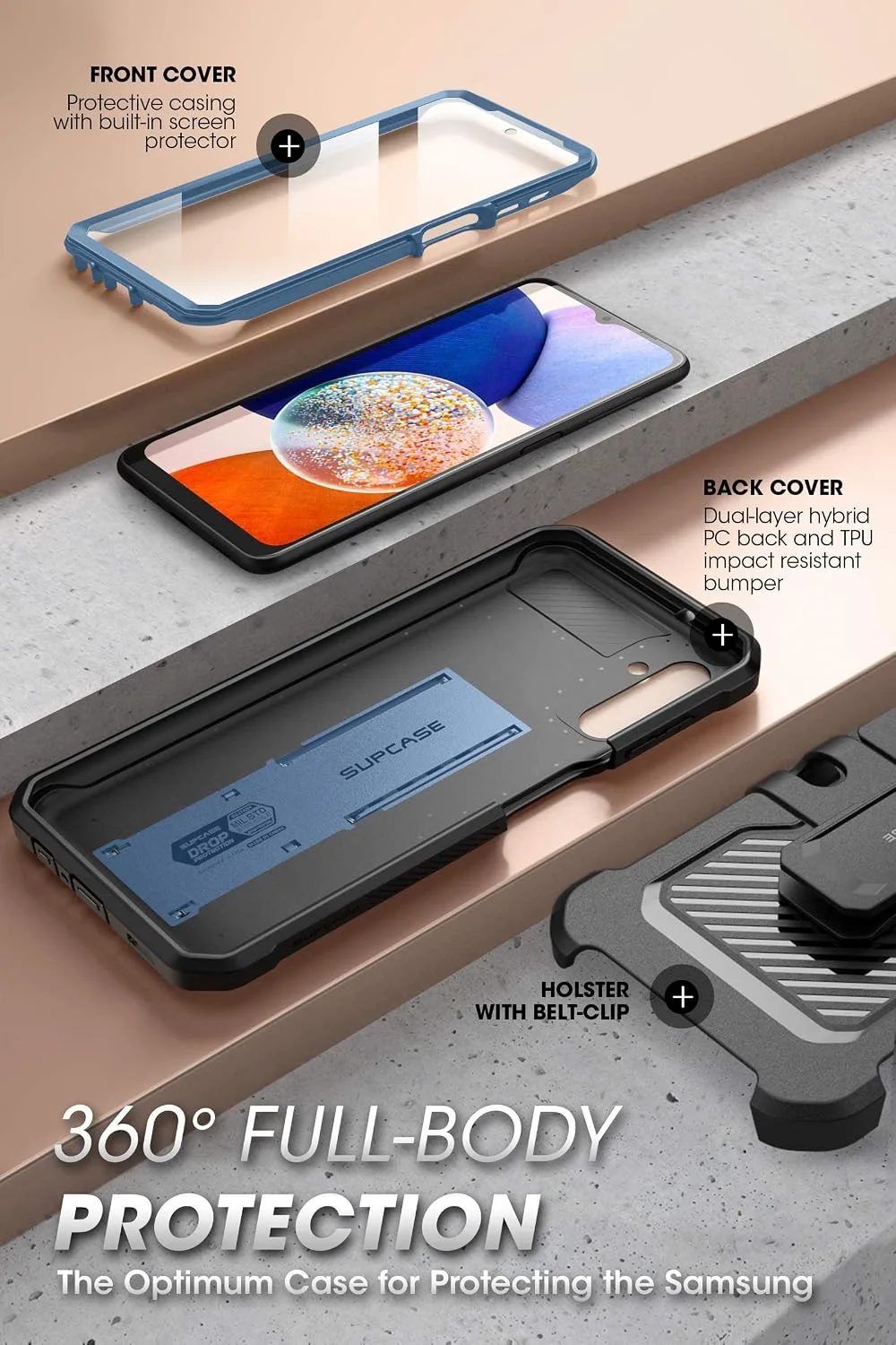 SUPCASE for Samsung Galaxy A14 5G Case with Screen Protector, Tilt