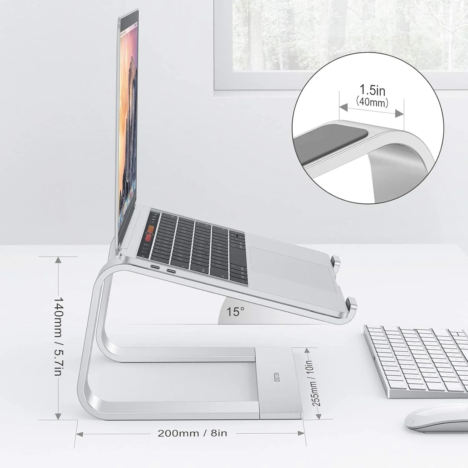 OMOTON Laptop Stand, Detachable Mount for MacBook Air/Pro Dell HP Silver