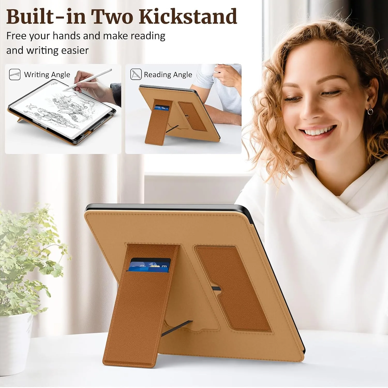 MoKo Stand Case for 11" Kindle Scribe 2025 & Kindle Scribe Colorsoft, Brown