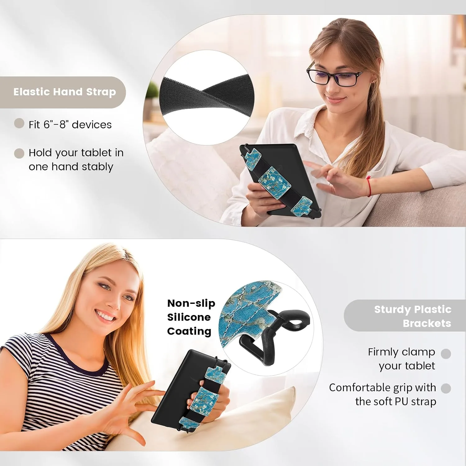 MoKo Soft Hand Strap for 6-8" Kindle eReaders Fire Tablet, Apricot Blossom