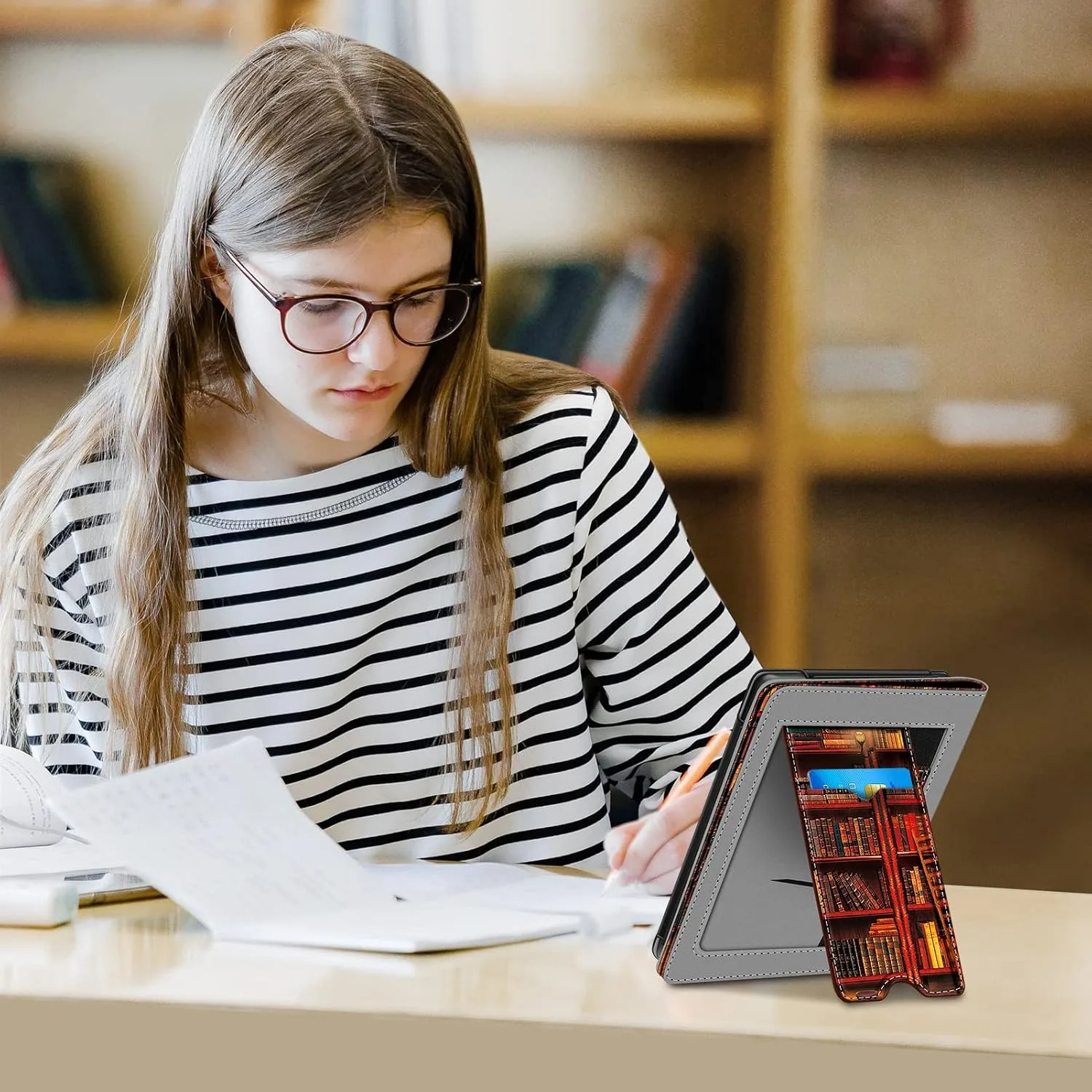 Fintie Stand Case for 6" Kobo Clara Colour/Kobo Clara BW/2E, Library
