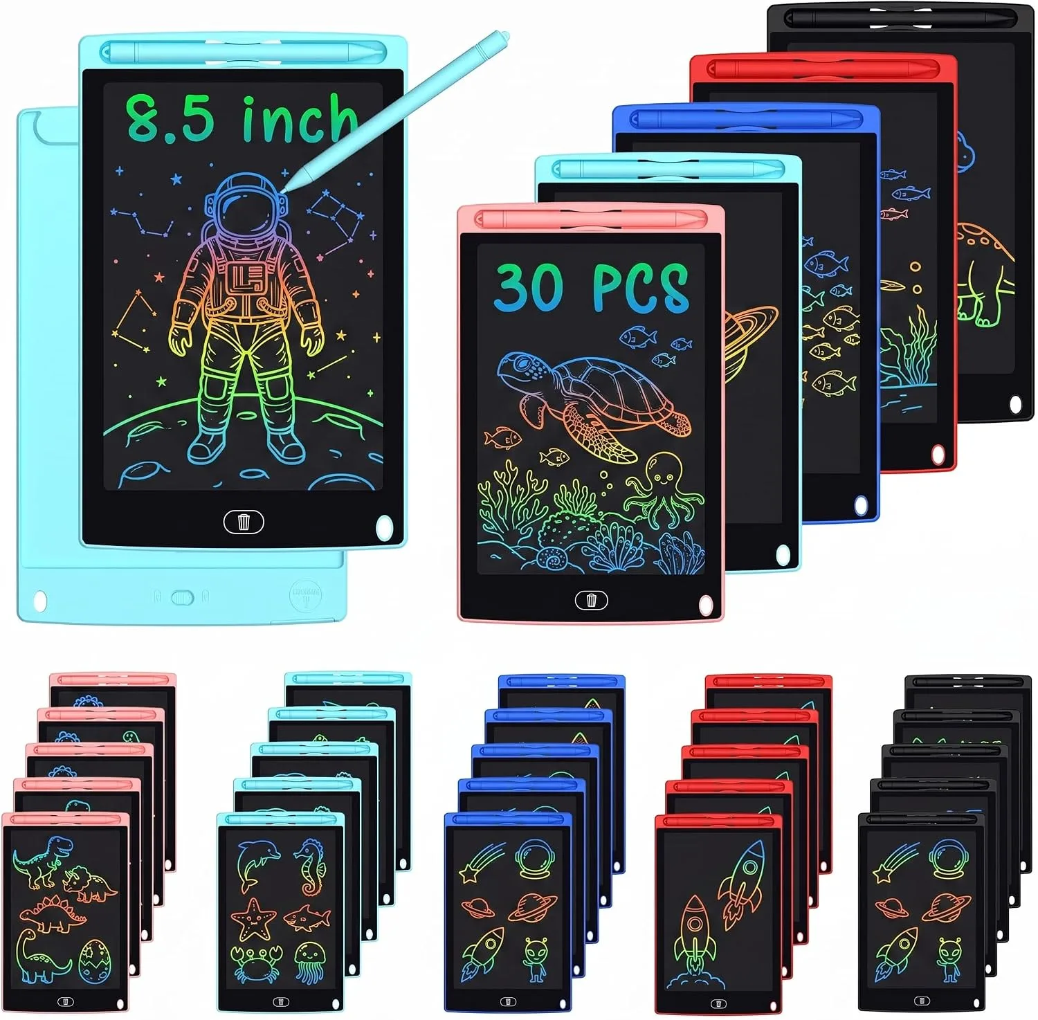 Party Favors for Kids, 30 Pack 8.5 Inch LCD Writing Tablet for School Classroom Rewards, Bulk Birthday Gifts for Boys & Girls Age 3-8, Mess-Free Travel Toys for Toddlers & Preschool Learning