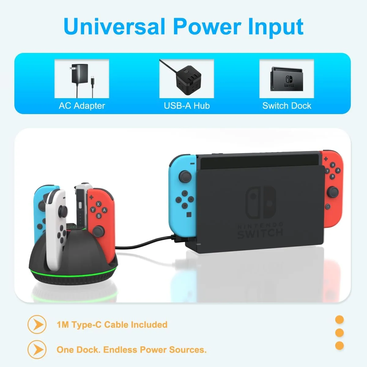 Switch JoyCon Charging Dock for Nintendo Switch Controller Charging Station