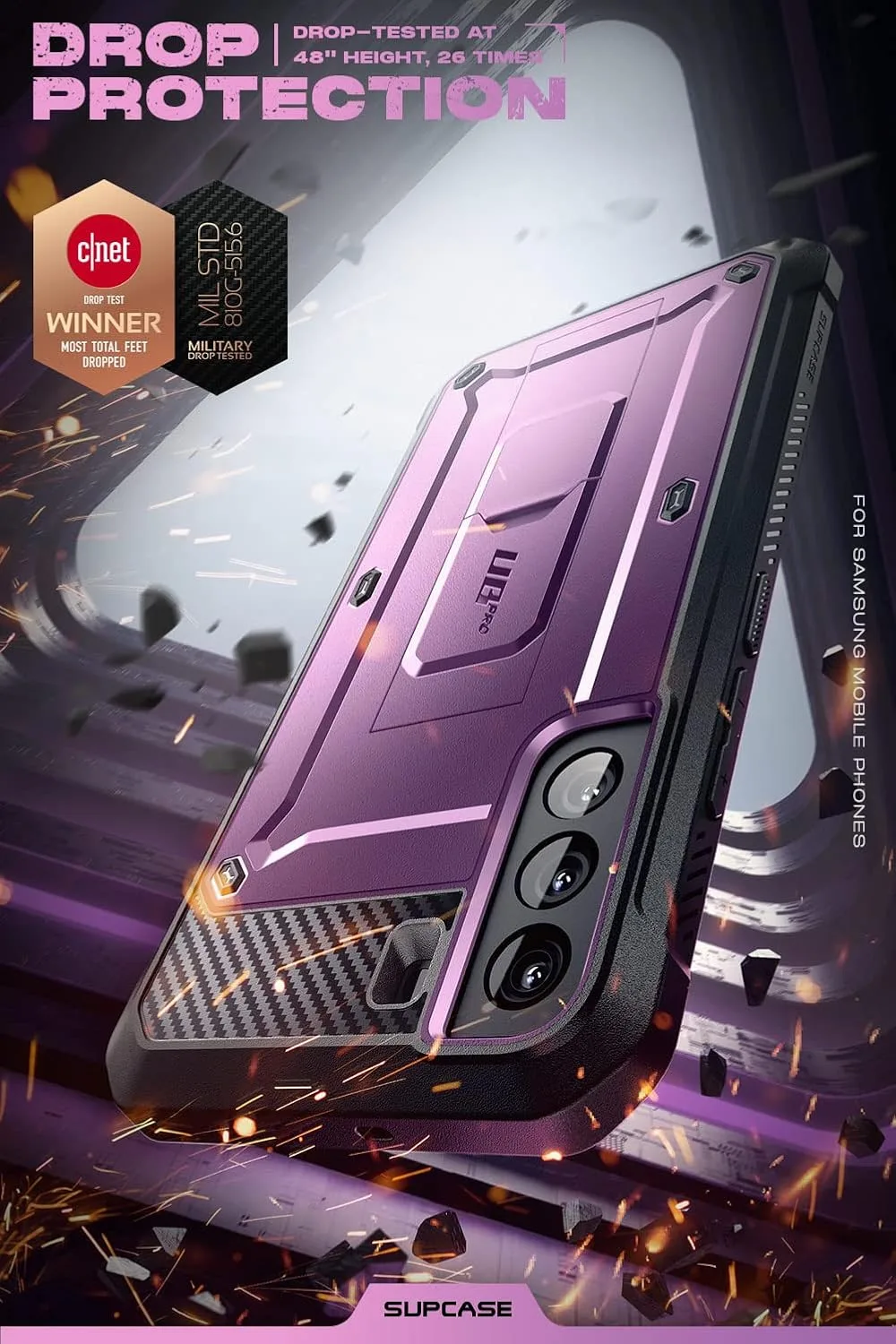 SUPCASE for Samsung Galaxy S22 Case with Built-in Kickstand, Purple