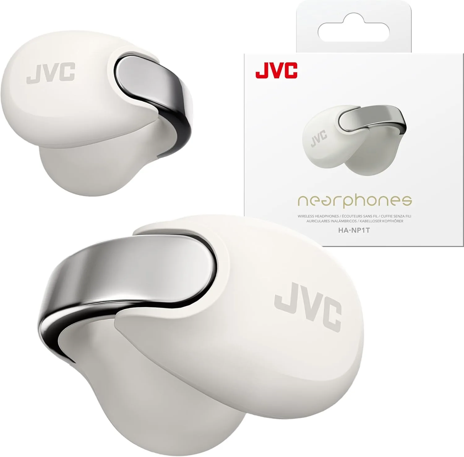 JVC Nearphones HANP1TW Open Ear True Wireless Headphones, White