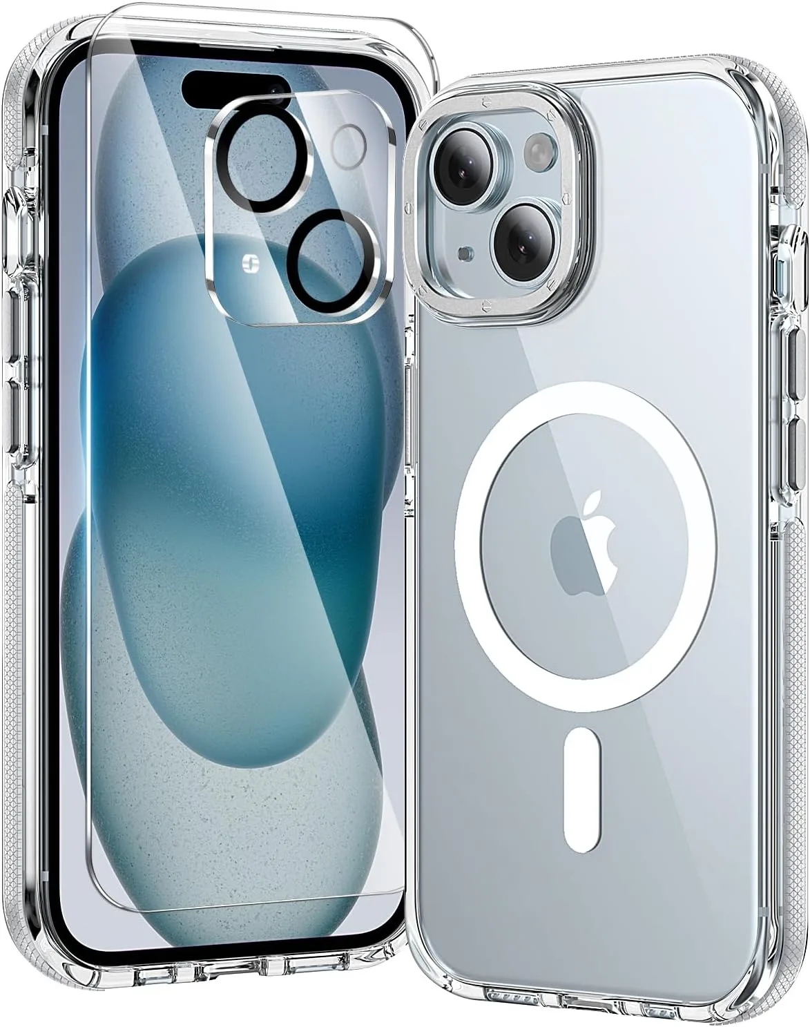 Carcasa Toushion 3 en 1 para iPhone 15 Plus transparente con protector