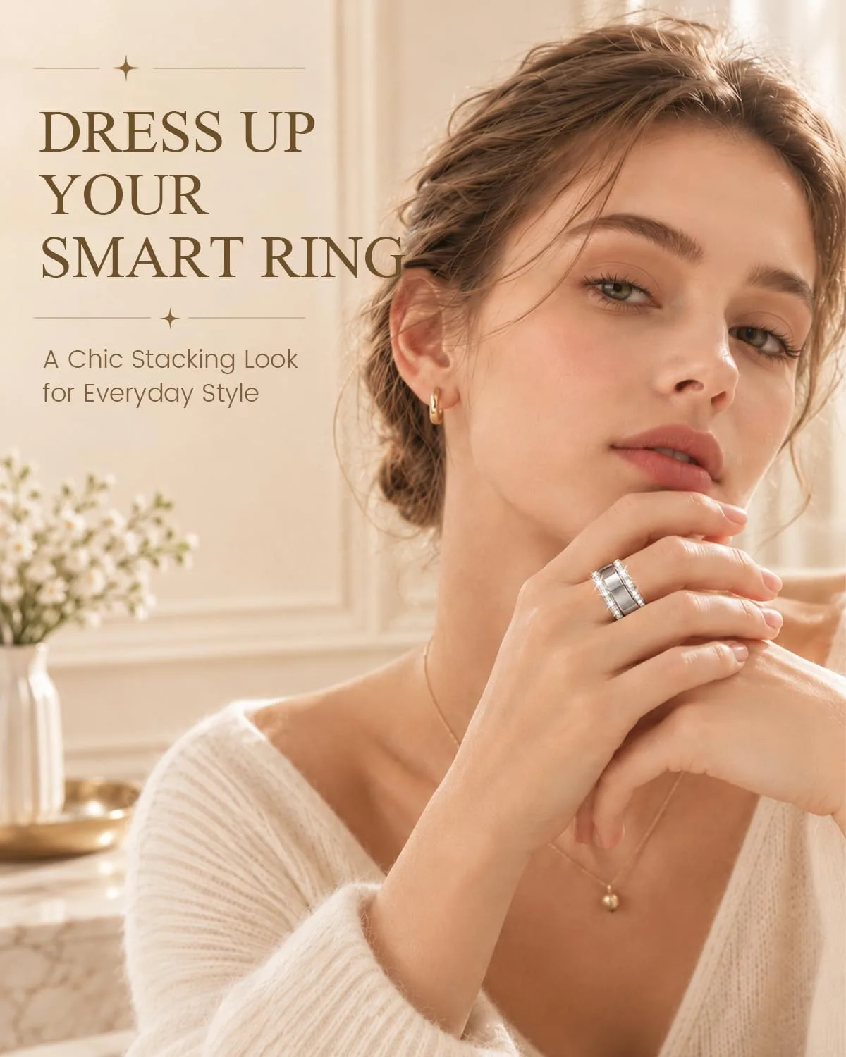 Smart Ring Cover Compatible with Oura Ring 5, 14K Gold Plated Ring Jacket