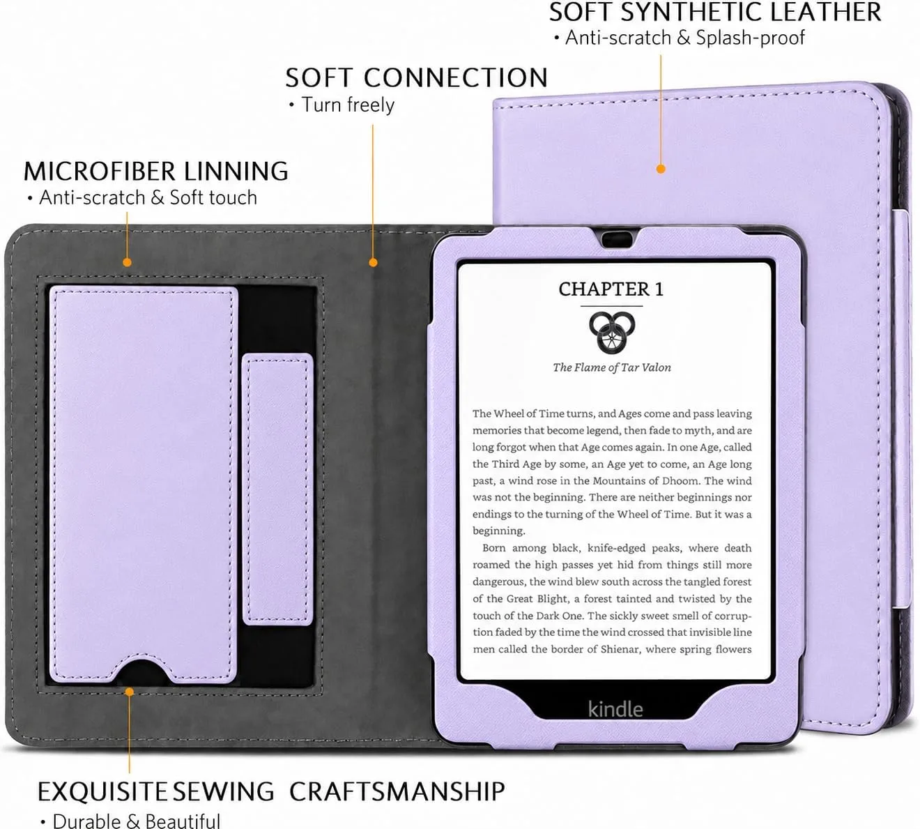CoBak Case with Stand for 6" Kindle 2026 New Model, Lilac