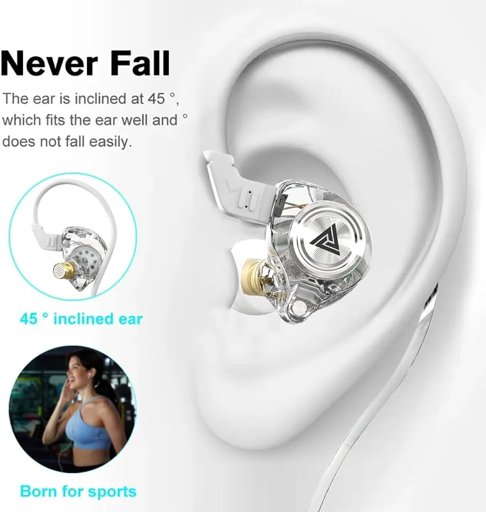 Wired Gaming Earbuds, Ak3file in Ear Monitors, Deep Bass Sound Wired Earbuds, HiFi in Ear Headphones with 1DD 10mm Dynamic Driver, IEM for Music Gaming Video Calling (White)