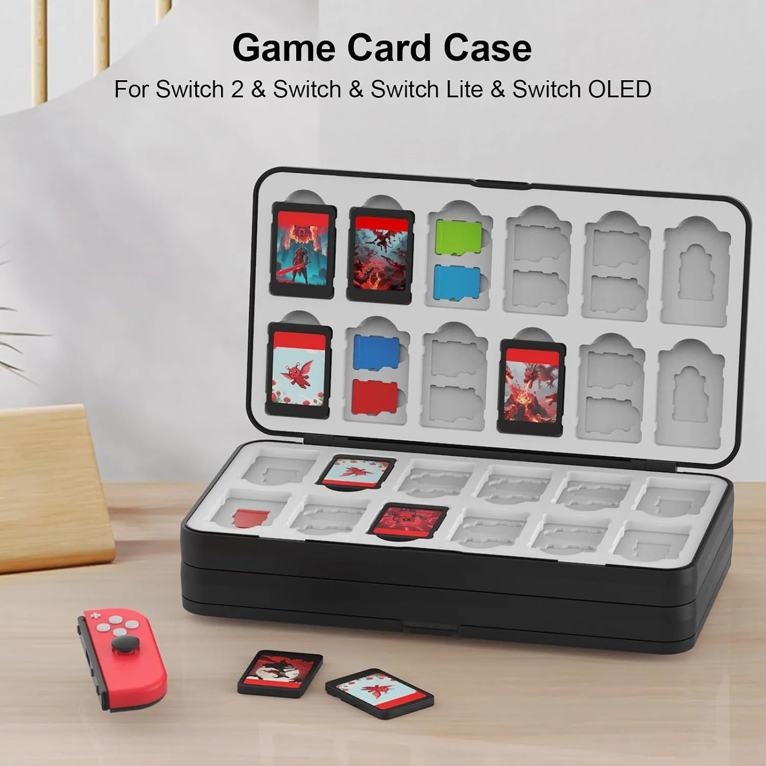 fivtek Switch Game Case for Nintendo Switch 2/Switch/OLED/Lite, Magnetic Games Case Holder with 72 Cartridge & 120 Micro SD Card Slots, Portable Game Cover Organizer Switches Gift Accessories