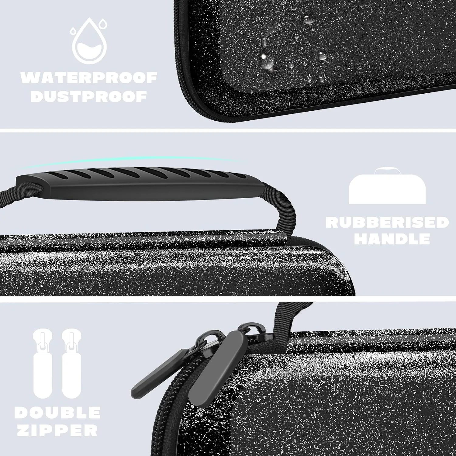 homicozy Black Glitter Carrying Case for Nintendo Switch & Switch OLED