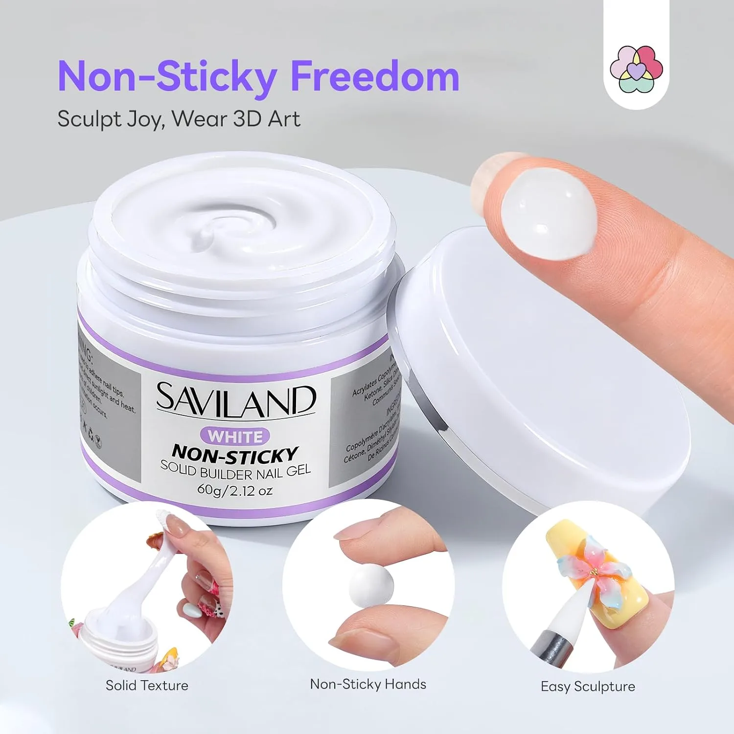 SAVILAND 60 g Solid Builder Nail Gel Kit Non Sticky, White
