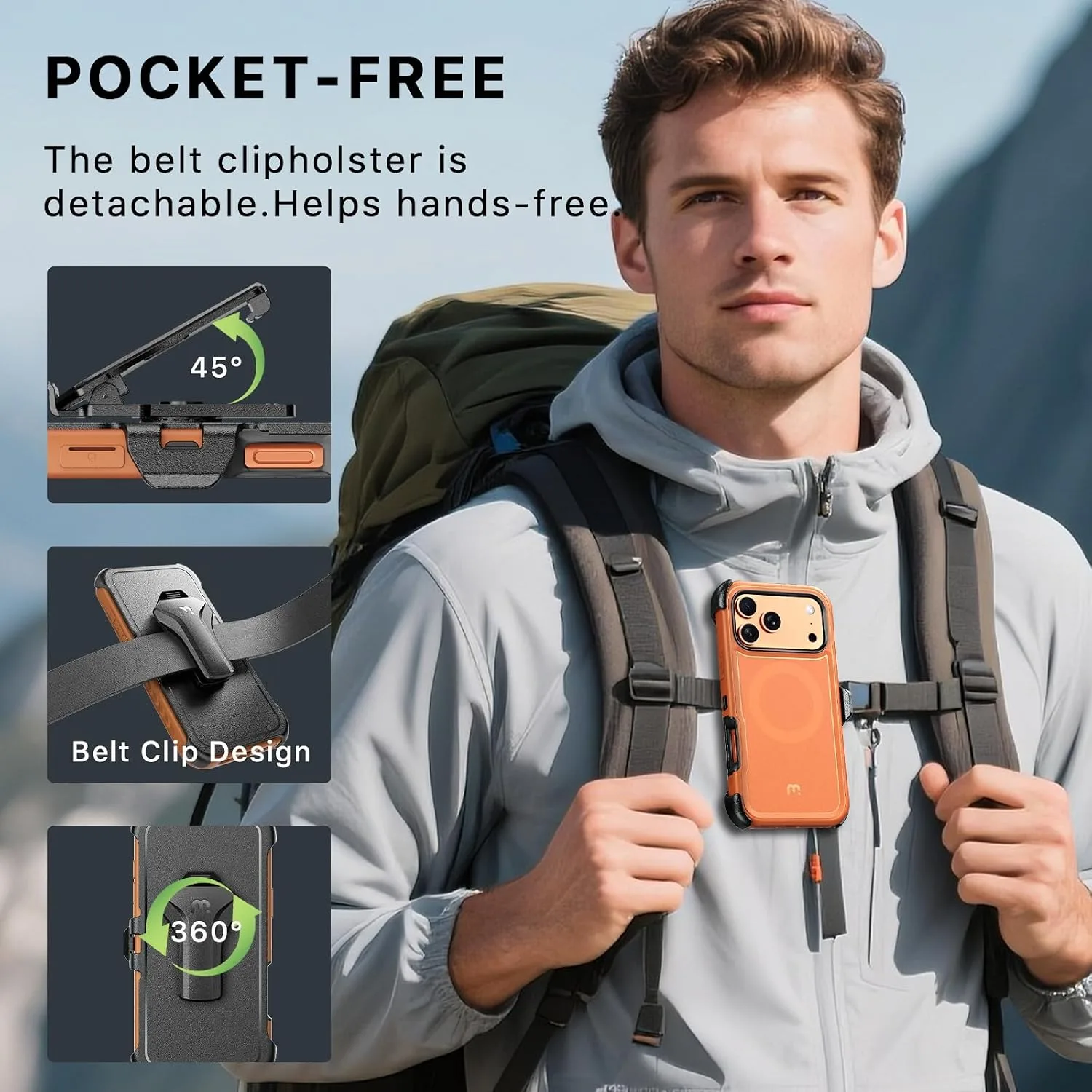 M MYBAT PRO for iPhone 17 Pro Max Case with Belt Clip Holster