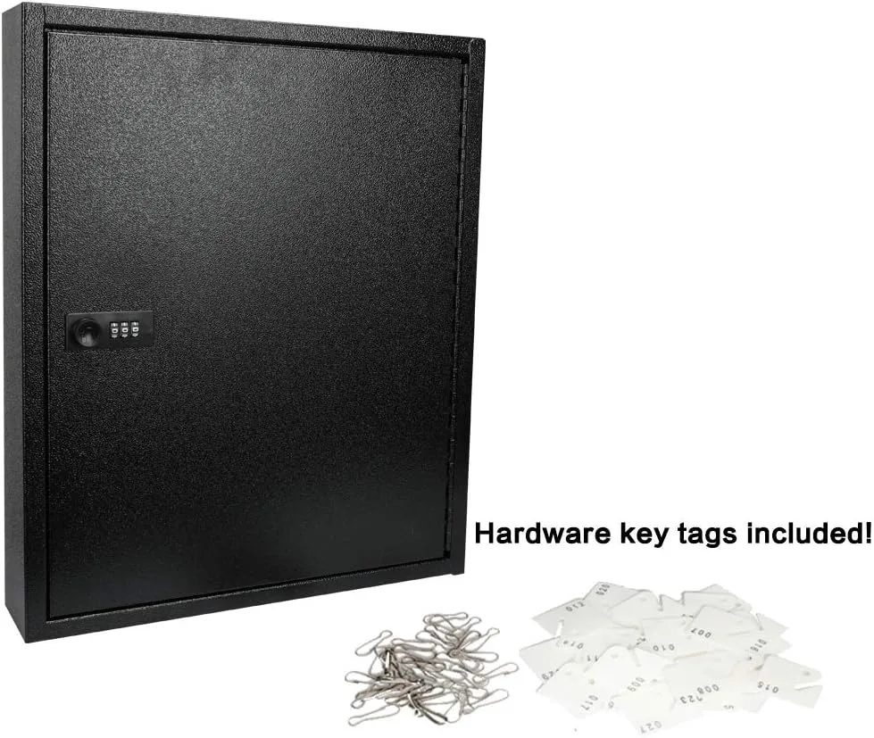 KYODOLED Key Box, Wall Mount 100 Key Cabinet, Combination Lock, Black