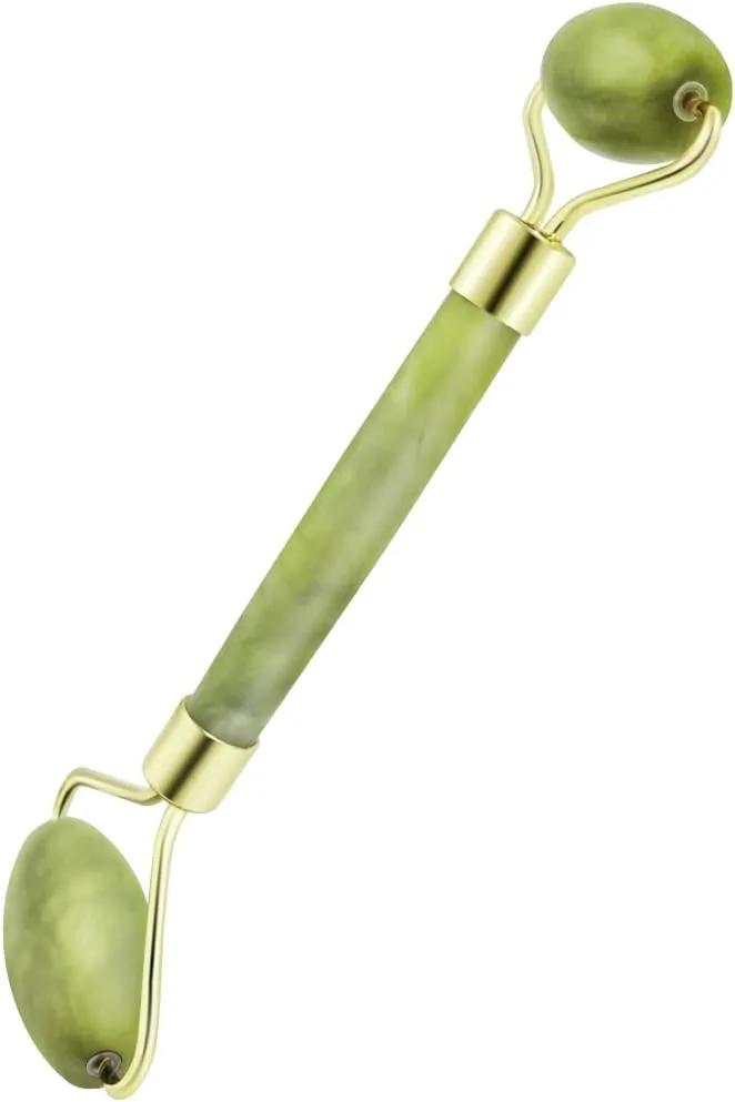 3 in 1 Ficial Face Ice Jade Roller and Gua Sha Tool, Natural Real Jade Anti-Wrinkle Face Eye Neck Massager Tool, Reduce Wrinkles, Puffiness, Migraine, Redness, Pain and Injury, Green