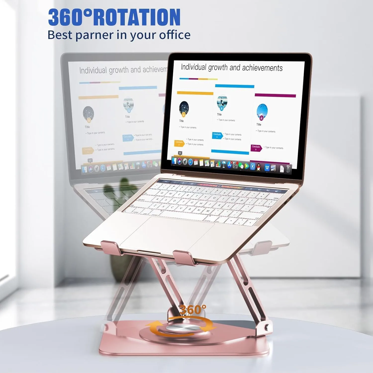 Laptop Stand for desk(360°Rotating),Aluminum laptop Riser for 10-16"Laptops