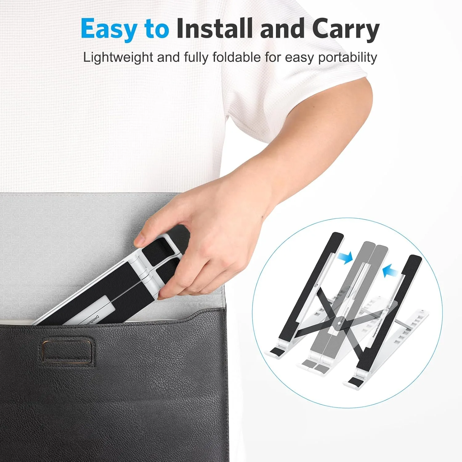 OMOTON Laptop Stand, Laptop Stand for Desk Ergonomic 7-Levels Angles Adjustable Computer Stand, Portable ABS Laptop Riser Holder Compatible with All Laptops and iPad（10-15.6", White
